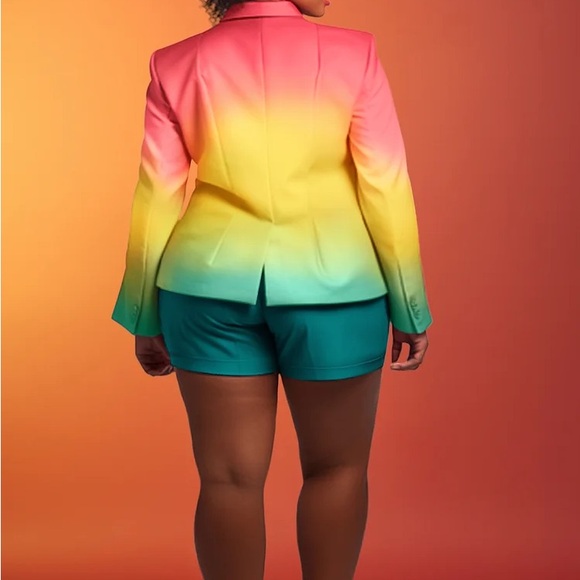 🆕 Xpluswear Multi-Color Ombré Short Suit 18/20 (2X) - Picture 2 of 4